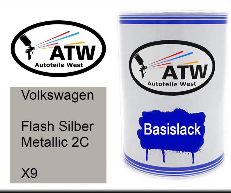 Volkswagen, Flash Silber Metallic 2C, X9: 500ml Lackdose, von ATW Autoteile West.